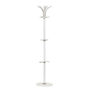 Cuier tip pom lemn HM W13, 15 agatatori, 3 nivele, baza ceramica, alb