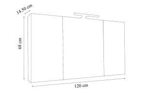 Dulap baie cu oglinda Celine, PAL, iluminare led, 120 cm, 3 usi, 3 rafturi, soft close, alb - Img 3