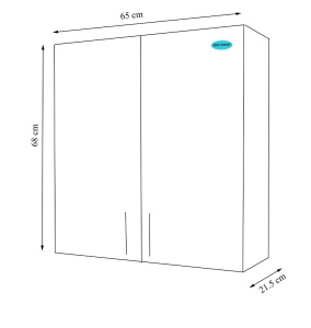 Dulap baie suspendat Roma, front MDF, 2 usi, polita, 65 x 68 cm, alb - Img 3