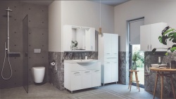 Dulap baie tip coloana GN0051, MDF, 4 rafturi, 4 usi, sertar, picioare reglabile, 60x31.6x166 cm - Img 3