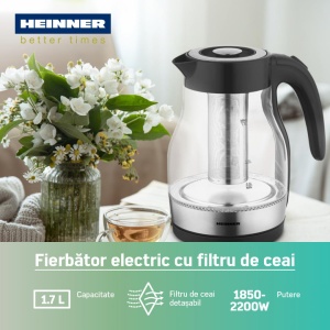 FIERBATOR ELECTRIC CU FILTRU CEAI HEINNER HEK-TF2200GBK - Img 3