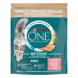 Hrana uscata pentru pisici, Somon si Cereale Integrale, Purina One Adult, 800 g