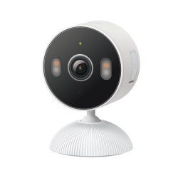 Indoor/Outdoor Home Security Wi-Fi Camera SPEC: 2K (2304x1296), 2.4 GHz FEATURE: Smart Detection and Notifications (motion, people, baby crying), Sound and Light Alarm, Remote Control, Two-Way Audio, Voice Control (Works with Google Assistant, Alexa, and