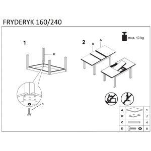 Masa living extensibila HM Fryderyk, blat MDF laminat, picioare lemn masiv, 10 persoane, 160-240x90x74 cm, nuc - Img 3