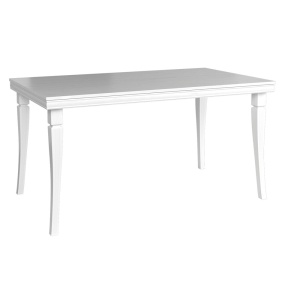 Masa living extensibila VM, Pal melaminat, 8 persoane, 160-203x90x82 cm, Alb Antichizat - Img 2
