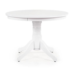 Masa living rotunda HM Gloster, blat MDF lacuit, lemn masiv, 4 persoane, 106x75 cm, alba - Img 3