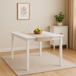 Masa living si bucatarie Bali, MDF, structura lemn masiv, 4 persoane, 112x72x74 cm, alb - Img 3
