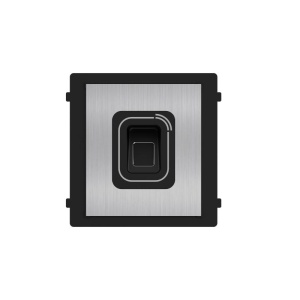 Modul cititor biometric si card Mifare pentru videointerfon modular Hikvision DS-KD-MFB/S; carcasa inox, deschidere usi cu card acces Mifare 13.56 MHz (cardurile nu sunt incluse) si cu amprenta; protectie IP 65; Dimensiuni: 100 mm × 100 mm × 35 mm;