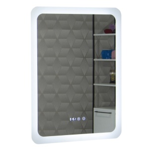 Oglinda baie GNMD21 cu iluminare LED, functie dezaburire, ceas si termometru, 60 cm, suspendata, alb - Img 2