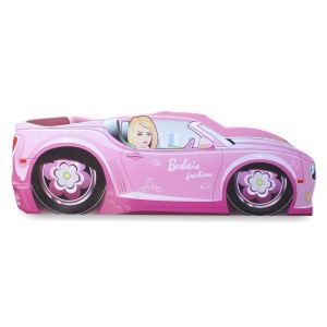 Pat pentru copii Barbie, Pal melaminat, margini rotunjite PVC, 2-12 ani, 170x84x56 cm, roz