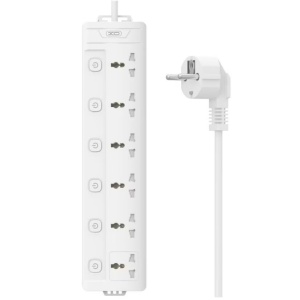 Prelungitor EU, 6 prize, intrerupatoare individuale, 2500W, XO-WL18, Alb