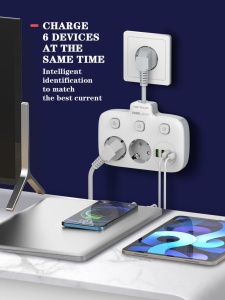 Prelungitor tip priza cu protectie Serioux Quick Charge 3.0, parametri nominali: 2500W-10A(Max) 250V, Intrare: AC100-250V 10A 50/60HZ , Ieșire PD: 5V=3A 9V=2.22A 12V=1.67A 20W (MAX), Ieșire QC: 5V-3A 9V=2A 12V=1.5A 18W (MAX) , Ieșire Auto-ID: 5V-2.4A - Img 14