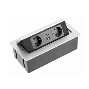 Priza 2xSchuko 2xUSB incastrabila aluminiu GTV - Img 1