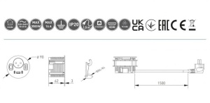 Priza rotunda, 1 x Schuko, 3 x USB, HDMI, RJ45, incastrabila, neagra, Rondo, GTV - Img 5