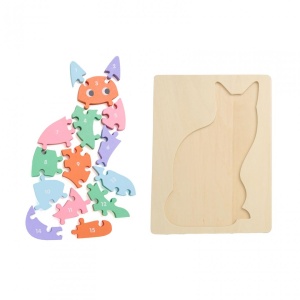 PUZZLE DIN LEMN, PISICA, 16 PIESE, MOMKI - Img 3