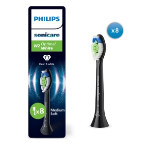 Rezerve Philips Sonicare Optimal White HX6068/88, pachet de 8 capete de periere, Standard, click-on, sincronizarea modurilor BrushSync, Negru - Img 2
