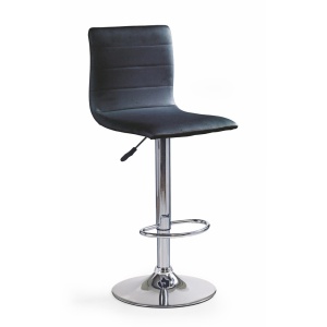 Scaun bar HM H21, Piele ecologica, Inaltime ajustabila, Cu spatar, Rotativ, 90 kg, Negru - Img 1
