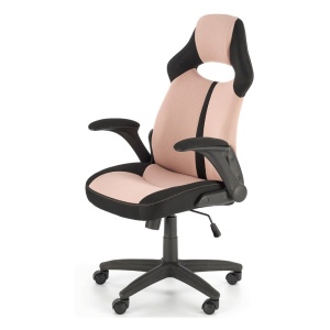 Scaun birou copii HM Bloom, stofa mesh, baza polipropilena, mecanism de balans, cotiere rabatabile, rotatie 360 , Roz Negru
