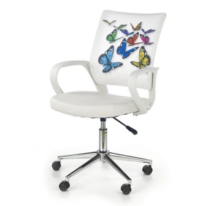 Scaun birou copii HM Ibis Butterfly, Ergonomic, Cadru Metal, Stofa Piele ecologica, Inaltime ajustabila, 100 Kg, Multicolor - Img 2