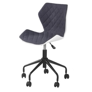 Scaun birou copii HM Matrix, Ergonomic, Cadru Metalic, Stofa Piele ecologica, Roti pivotante, 100 Kg, Alb Gri - Img 2