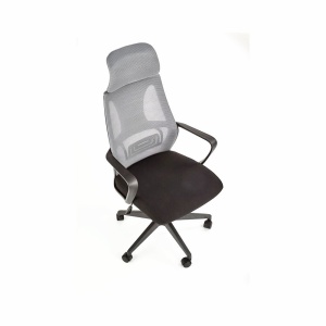 Scaun birou cu mesh HM Valdez, mecanism de balans, cadru polipropilena, suport lombar, tetiera inclusa, roti pivontante, 100 kg, negru gri - Img 2