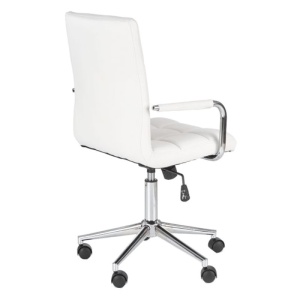 Scaun birou ergonomic, HM Gonzo 2, cadru cromat, tapiterie piele ecologica, mecanism de balans, roti pivotante, 90 kg, alb - Img 3
