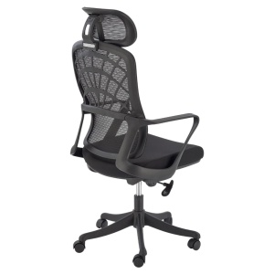 Scaun birou ergonomic HM Vesuvio, mesh, mecanism balans, baza polipropilena, suport lombar, tetiera ajustabila,100 kg, negru - Img 2