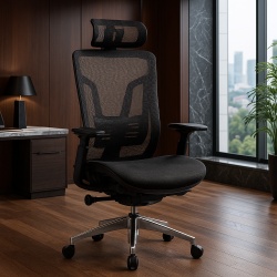 Scaun birou ergonomic multifunctional SYYT 9506, mesh, suport lombar reglabil, cotiere ajustabile,120 kg, negru