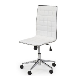 Scaun birou HM Tirol, Ergonomic, Piele ecologica, Cadru cromat, Inaltime ajustabila, 90 kg, 107x44x41 cm, Alb - Img 2