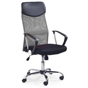 Scaun birou HM Vire, Mesh, Ergonomic, Cadru Metal, Tetiera cu piele ecologica, Inaltime ajustabila, Mecanism balansare, 100 Kg, Gri