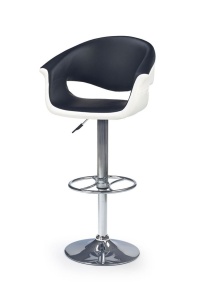Scaun de bar HM H46, Piele ecologica, Rotativ, Inaltime ajustabila, Cu spatar, Inaltime ajustabila, 90 kg, 115x60x46 cm, Alb Negru - Img 2
