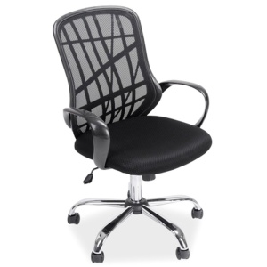Scaun de birou cu mesh SL Dexter, cadru cromat, mecanism de balans, roti pivotante, 100 kg, negru - Img 1