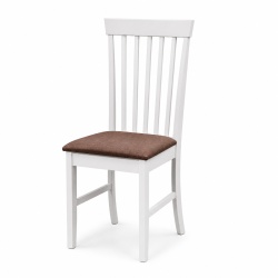 Scaun de living si bucatarie din lemn masiv Glendale, tapiterie stofa,100 kg, 93x49x41.5 cm, alb maro - Img 3