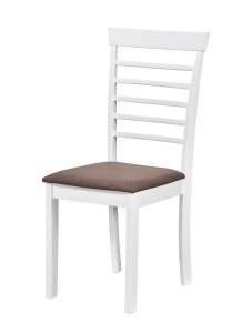 Scaun de living si bucatarie din lemn masiv Montreal, tapiterie stofa,100 kg, 94x49x40 cm, alb maro - Img 2