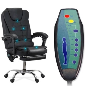 Scaun directorial cu functie de masaj OFF 418M, temporizator, 7 puncte, inaltime reglabila, cadru cromat, 120 kg, negru - Img 3