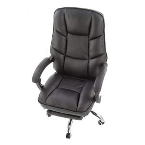 Scaun directorial ergonomic cu suport picioare, HM Alvin, mecanism balans, piele ecologica, cadru cromat, 120 kg, negru - Img 2