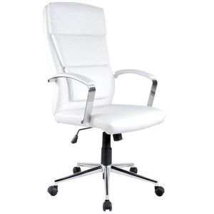 Scaun directorial HM Aurelius, Ergonomic, Piele ecologica, Inaltime ajustabila, Suport lombar, Mecanism balans, 115 kg, 120x65x67 cm , Alb