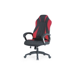 Scaun directorial HM Sheriff, gaming, tapiterie stofa, inaltime ajustabila, mecanism de balans, cotiere incluse, 100 kg, negru rosu - Img 1