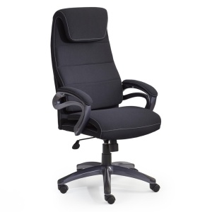 Scaun directorial HM Sidney, Ergonomic, Cadru Polipropilena, Tapiterie Stofa, Suport lombar, Inaltime ajustabila, 110 kg, 125x65x43 cm, Negru