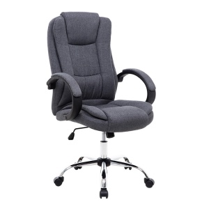 Scaun directorial MH Rudy 2, ergonomic, baza cromata, mecanism de balans, tapiterie stofa, gri inchis