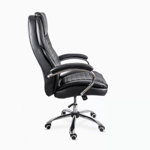 Scaun directorial OFF 633, piele ecologica, suport lombar, robust, mecanism de balans, brate tapitate,120 kg, negru - Img 3