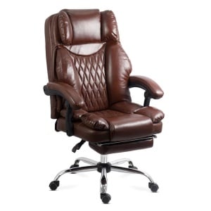 Scaun directorial OFF340, piele ecologica, mecanism balans, robust, rabatabil 180 grade, 150 kg