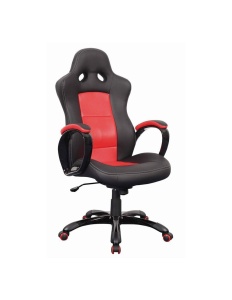 Scaun directorial SL Q029, Piele ecologica, Inaltime ajustabila, Mecanism balansare, Rotire 360 , 100 kg, Rosu Negru