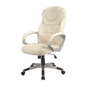 Scaun directorial SL Q031, Piele ecologica, Inaltime reglabila, Mecanism de balans, Cadru polipropilena, 100 Kg, Crem - Img 2