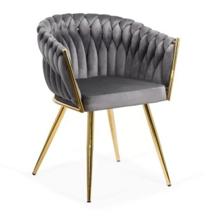 Scaun living BUC 261, catifea, structura metalica aurie, perne groase, 120 kg - Img 2