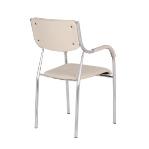 Scaun vizitator GN cu manere, cadru cromat, piele ecologica, 150 kg, bej - Img 3