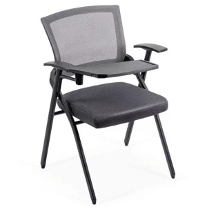 Scaun vizitator HRC 603, cu masuta rabatabila, pliabil, ergonomic, mesh, cadru metalic, 120 kg, negru - Img 2