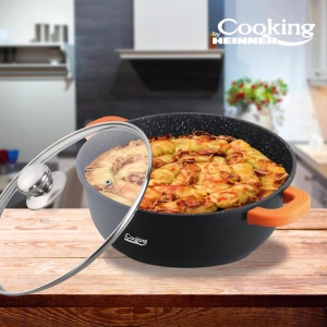 SEMIOALA ALUMINIU TURNAT+CAPAC, 40x17.5 cm, 18.5 L, DARK LINE, COOKING BY HEINNER - Img 3