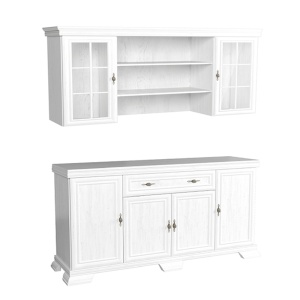 Set comoda living VM4 si vitrina VMN5, Alb Antichizat - Img 3