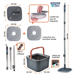 SET CURATENIE MOP ROTATIV 360 MEGA CLEAN, HEINNER CARE - Img 8